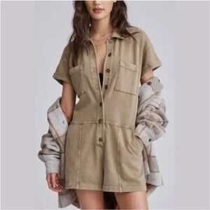 Anthropologie t.la Utility Boiler Suit Romper Cotton French Terry Size Small